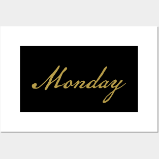 Monday Gold Script Typography Posters and Art